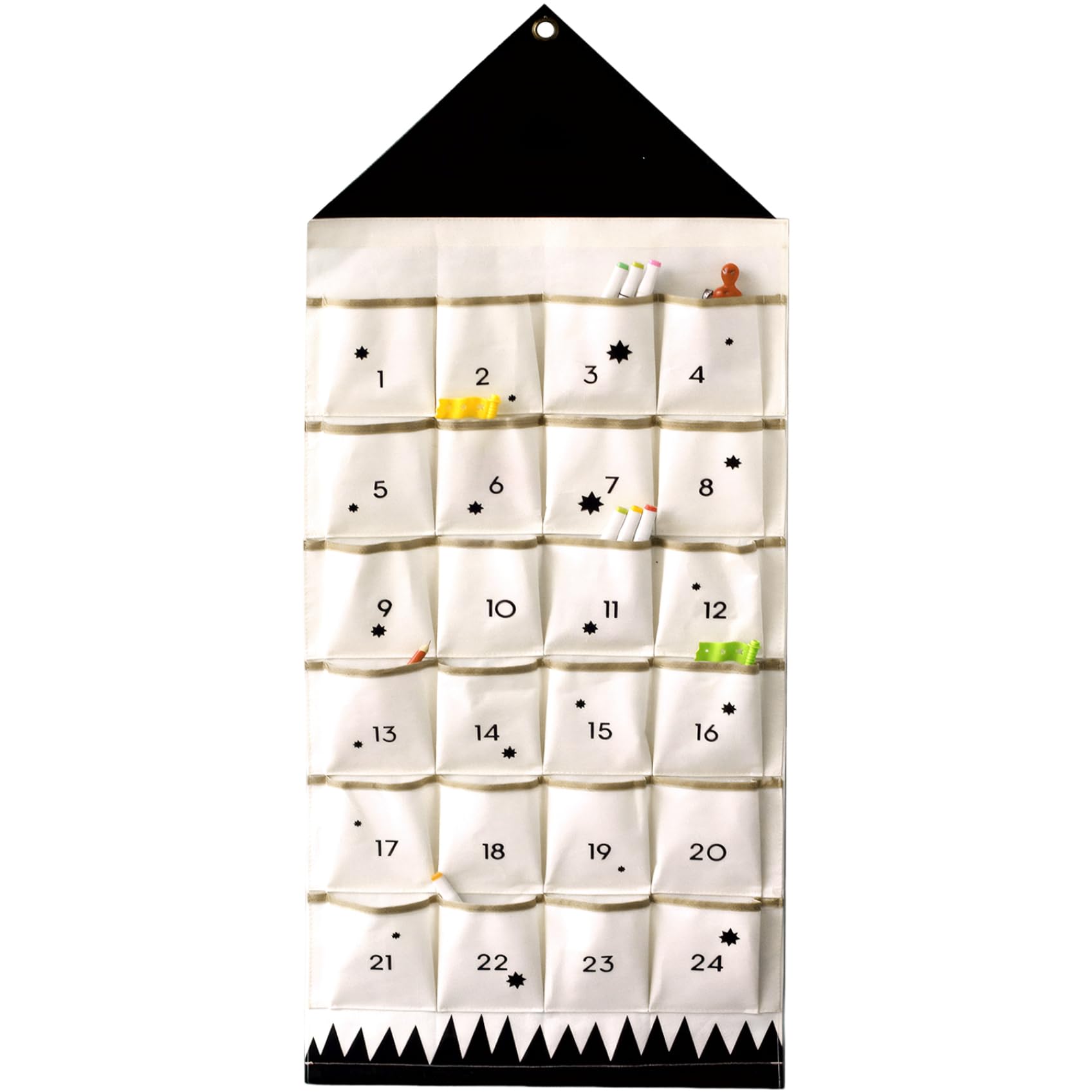 Calendario da appendere dell'Avvento di Natale con 24 tasche, vuoto, riempibile, portatile, per il conto alla rovescia, calendario dell'Avvento, decorazioni natalizie per la parete della porta, 2.