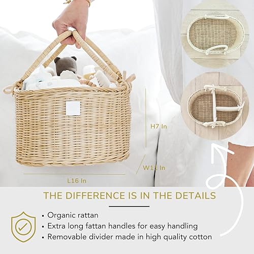 Miniatura 6 de BEBE BASK Paquete de guardería prémium – Cesta cambiadora de bebé a juego y organizador de pañales para bebé, hecho a mano y orgánico