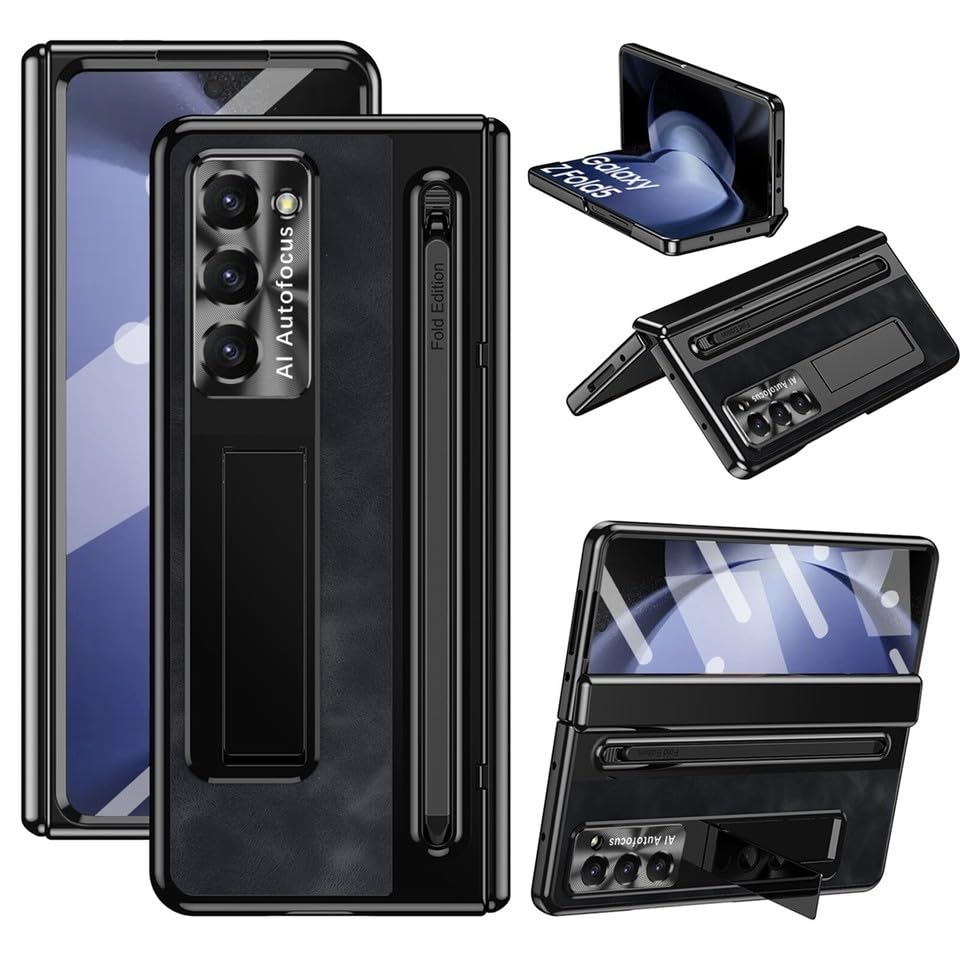 Étui en cuir pour Samsung Galaxy Z Fold 7 noir idéal au bureau et en déplacement