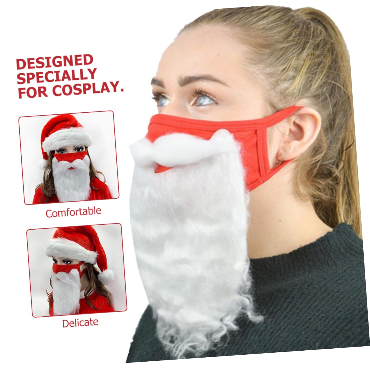 LIFKOME 5 Set Abito Natalizio Sopracciglio Finto Cappello Da Festa Di Natale Puntello Cosplay Di Babbo Natale Cappelli Di Accessorio Del Costume Di Babbo Poliestere Rosso