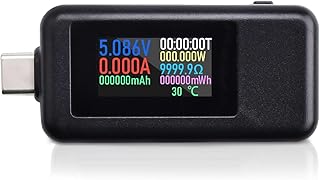 diymore Power Meter Testers,Type C USB Tester,USB C Voltage Tester Multimeter 0-5A 4-30V Ammeter Tester,LCD Digital Multimeter, Voltage,Current,Power Capacity,Temperature,Working Time Detector