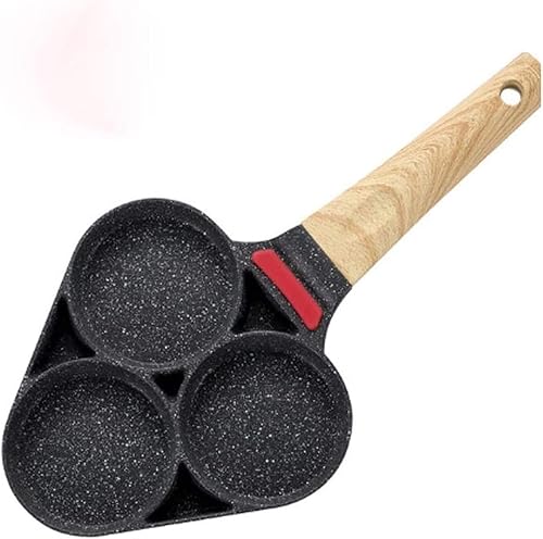 Wok Pan Creative - Sartén antiadherente de 3 agujeros para hamburguesa, huevo, jamón, panpastel, sartenes sin humo de aceite, parrilla de desayuno,