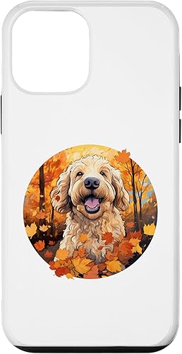 Funda de otoño divertida para iPhone 12 mini Goldendoodle