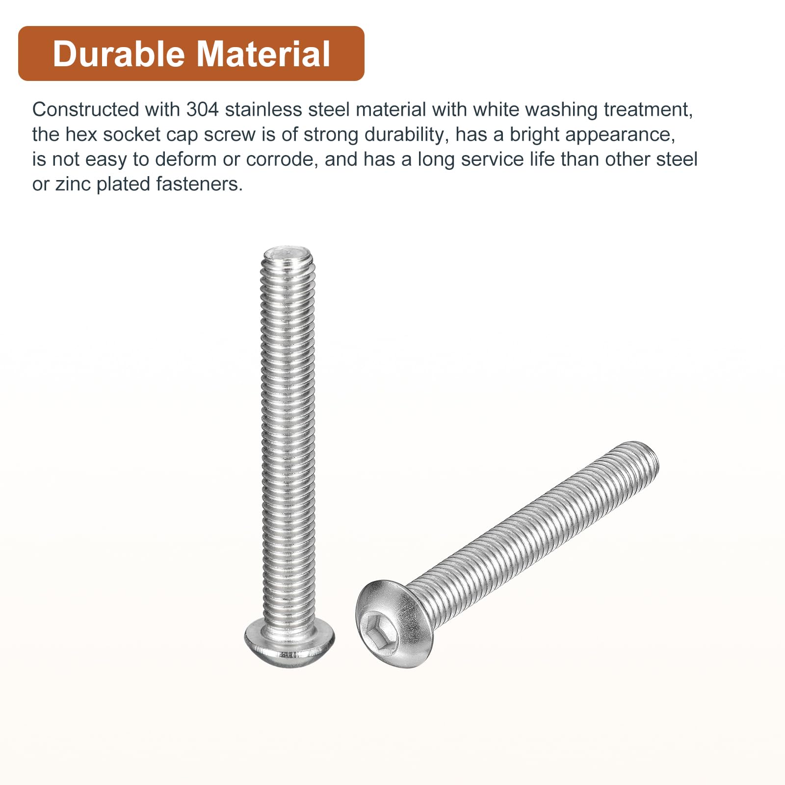 DTGN M8-1.25x60mm Button Head Socket Cap Screws, 10Pack, Good for Machine, 304 Stainless Steel 18/8 - Image 3