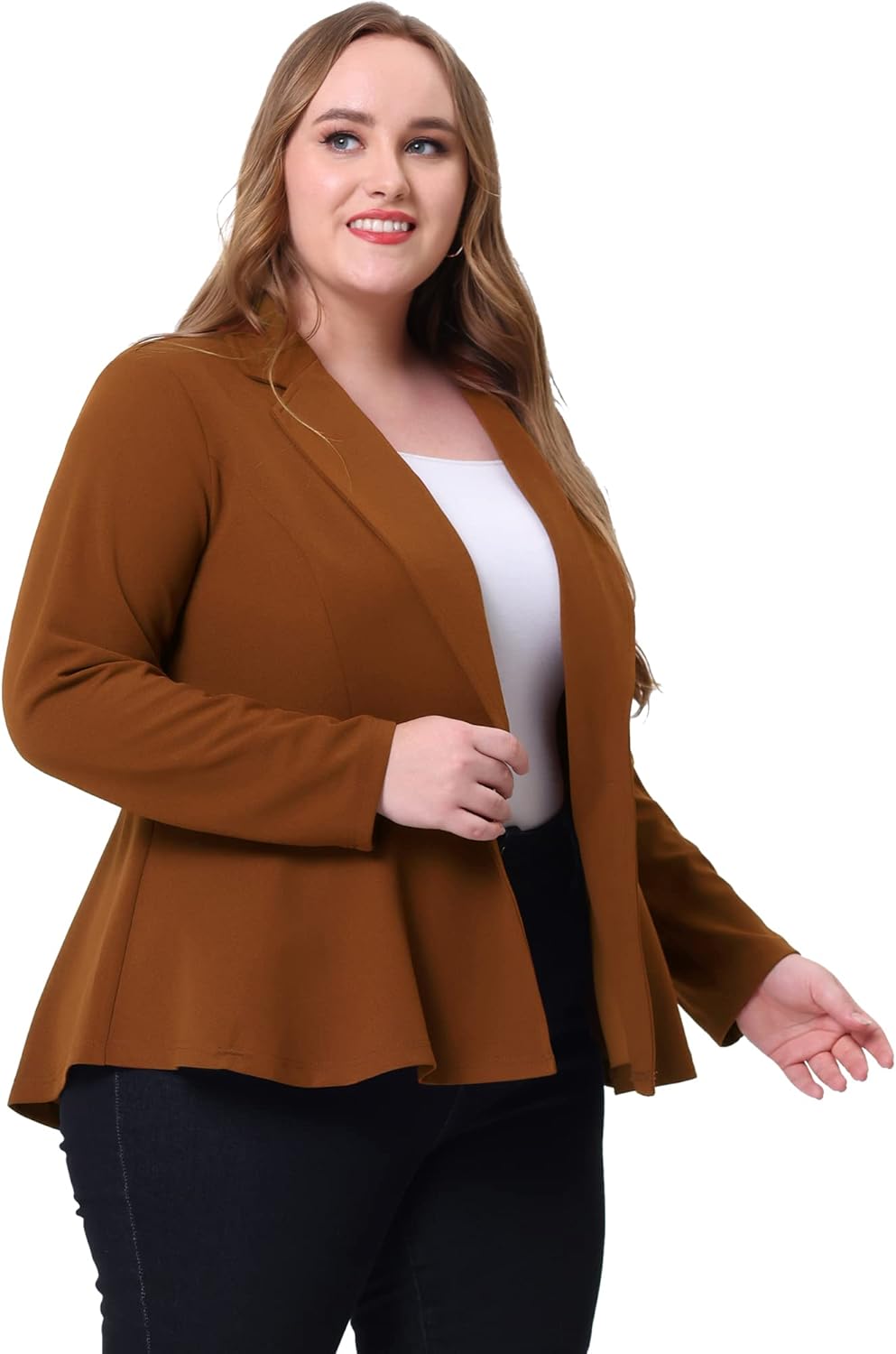 Agnes Orinda Women's Plus Size Blazer Notch Panel Work Business Casual Outfits Dressy Suit Jacket Peplum Blazers