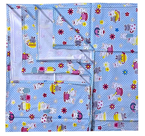 Image of EcoSoft Plastic Sheet,PVC Sheet for Kids,Rubber Sheet for Babies,Bed Wetting Protector(90 x 135 cm) (Blue Rabbit)