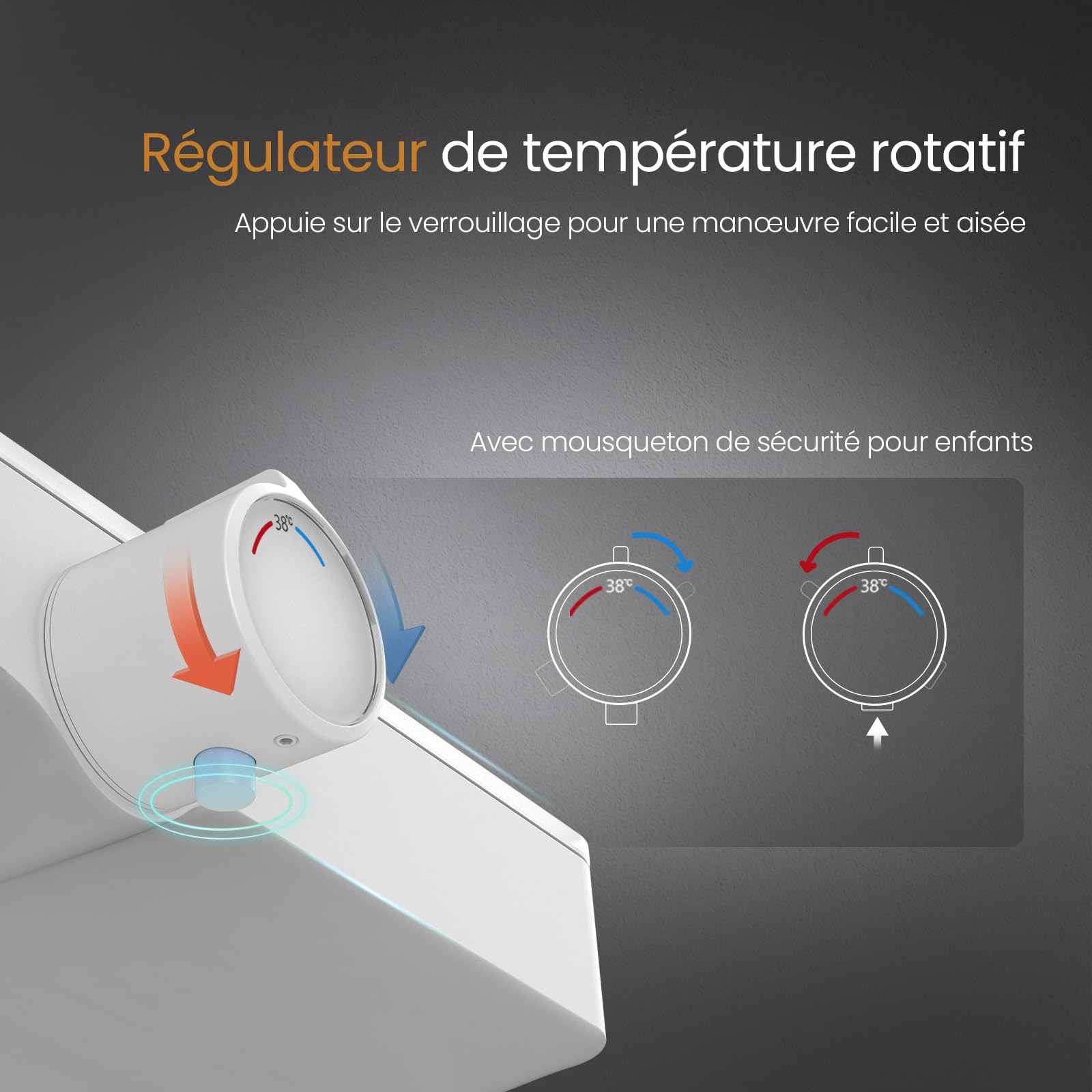 EMKE Colonne de douche thermostatique, douche de pluie 36 cm, douchette à main 3 jets, tablette en verre, débit d'eau réglable, anthracite mat | Leroy Merlin