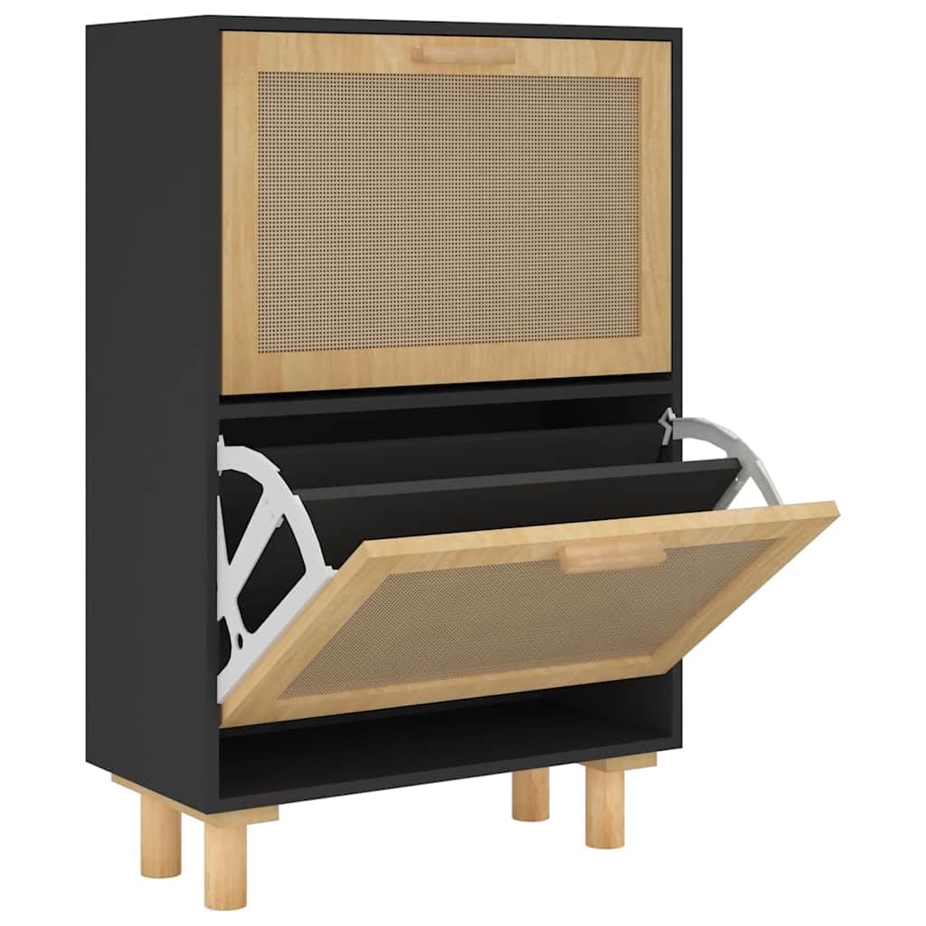 Meuble à chaussures noir compact pour résoudre le désordre d'entrée