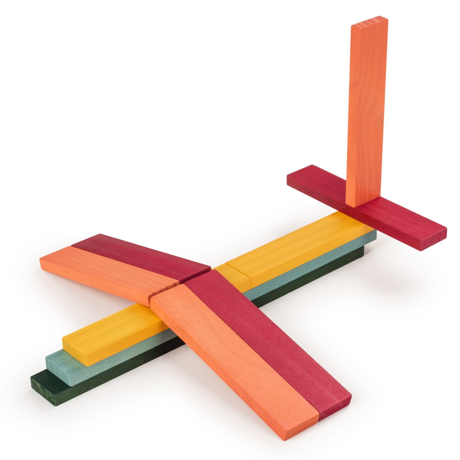 Laleni Bloques Madera construcción niños 220 Piezas Color Natural + 90 de Colores - Juego Bloques Madera y Caja - construcciones de Madera - Piezas Madera construcción niños - Bloques de Madera Pino