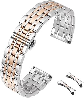 [HEYOZURY] 時計バンド ステンレス鋼 メタルベルト 12mm 14mm 16mm 18mm 19mm 20mm 21mm 22mm ベンドと垂直の2つのインタフェース ソリッドスチール 腕時計ベルト メンズ女性用腕時計ストラップ ゴールド ブラック シルバー