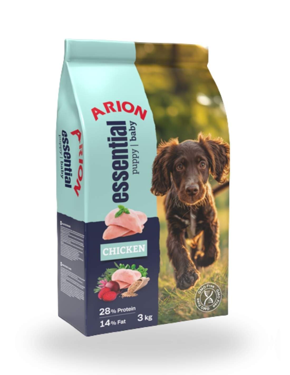 Arion Essential Puppy Baby, Alimento Completo para Cachorros, Pollo, 28% Proteína, 14% Grasa, 15 kg