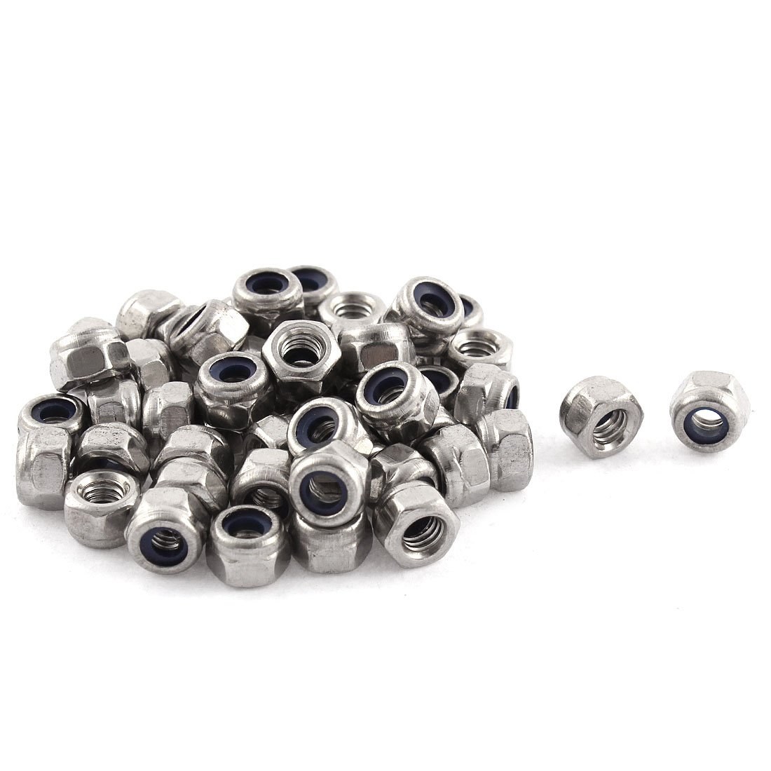 uxcell M4x0.7mm Metric Stainless Steel Nylon Insert Lock Hex Nuts 50pcs