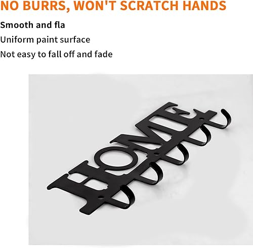 Miniatura 4 de Soporte para llaves montado en la pared, soporte de metal negro para llaves decorativas de pared, ganchos para llaves de hogar con 5 ganchos para