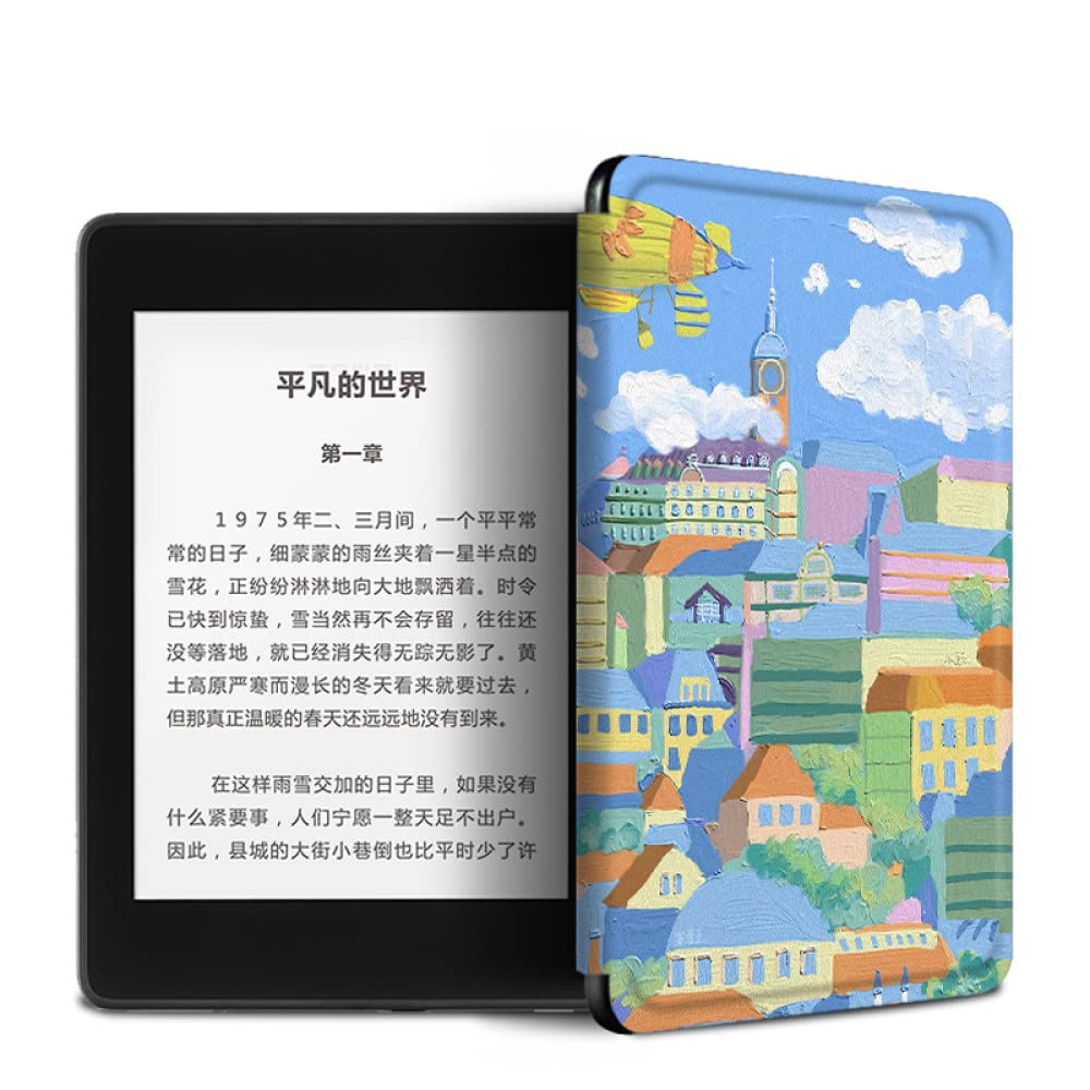 Custodia protettiva Slimshell per tutti i nuovi Kindle 6 pollici (11a generazione, versione 2022), non si adatta a Kindle Paperwhite e Kindle 2019, paesaggio urbano astratto fumetto illustrazione