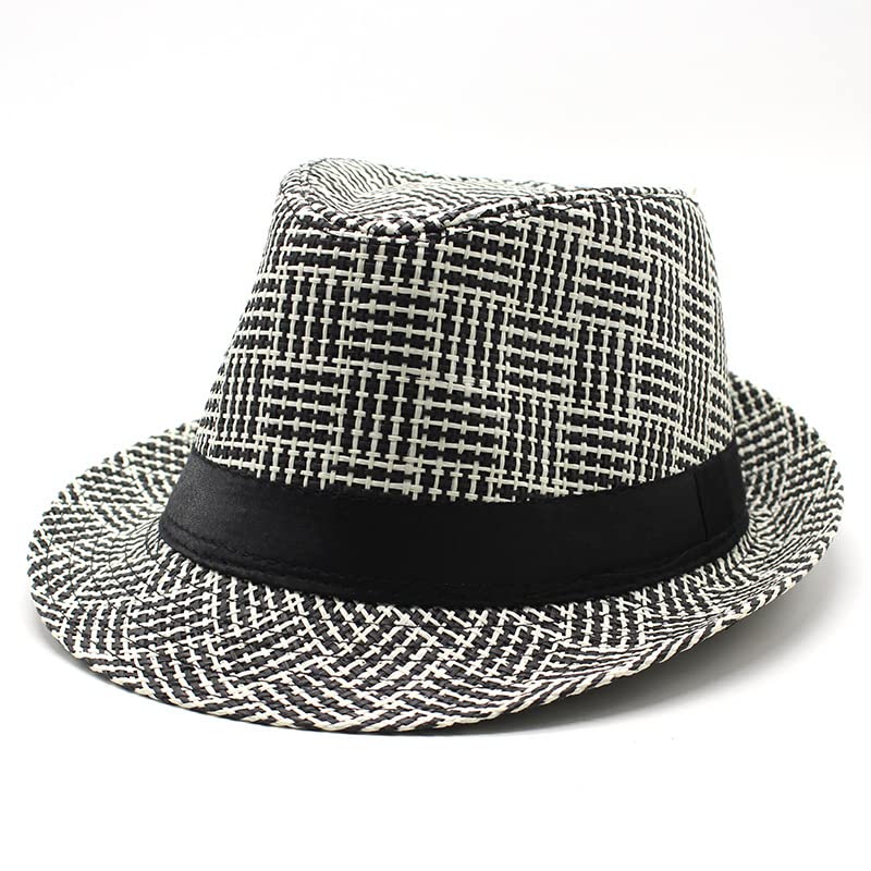 Chapeau de cow-boy haut de forme en maille tressée noire style jazz