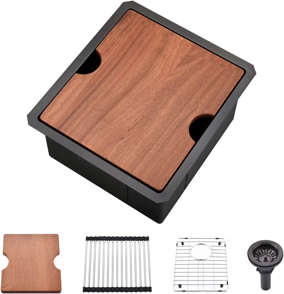 17 Inch Black Stainless Steel Bar Sink Undermount-SOMRXO 17"×19" Undermount Bar Sink Workstation Ledge RV Sink 16 Gauge Gunmetal Black Stainless Steel Bar Sink Single Bowl Kitchen Sink Bar&Perp Sink 17"(L) x 19"(W) x 10"(D) Gunmetal Black