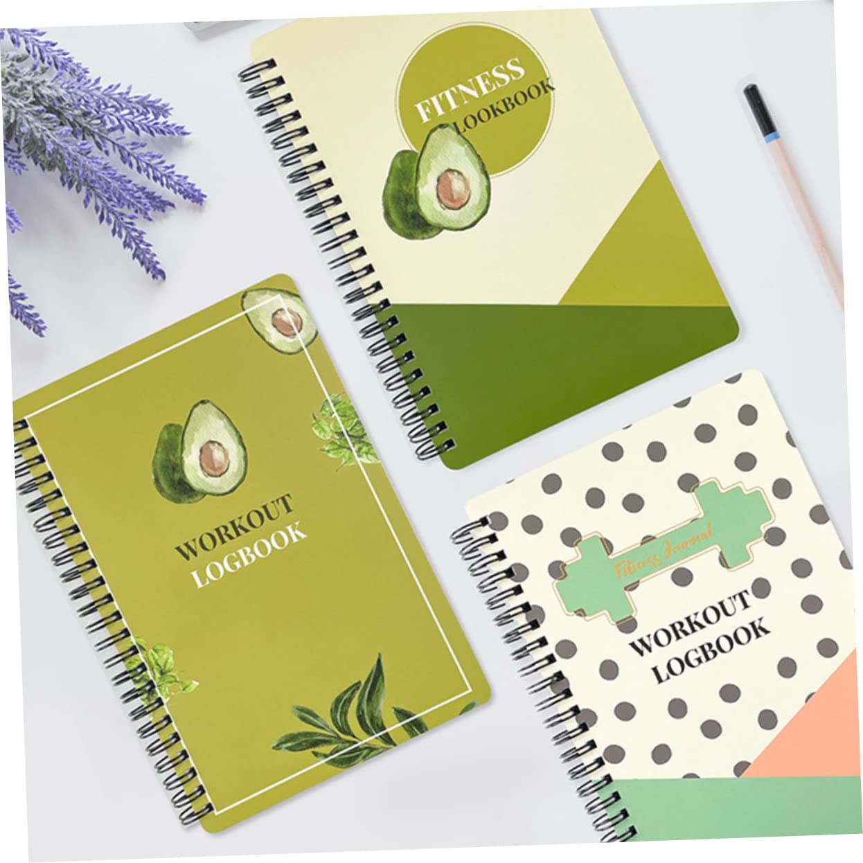 HOMSFOU 3 Piezas Cuaderno de Planificación Fitness con Agenda de Ejercicios y Notepad para Entrenamientos y Gestión de Salud para Estudiantes y Profesionales Compacto y
