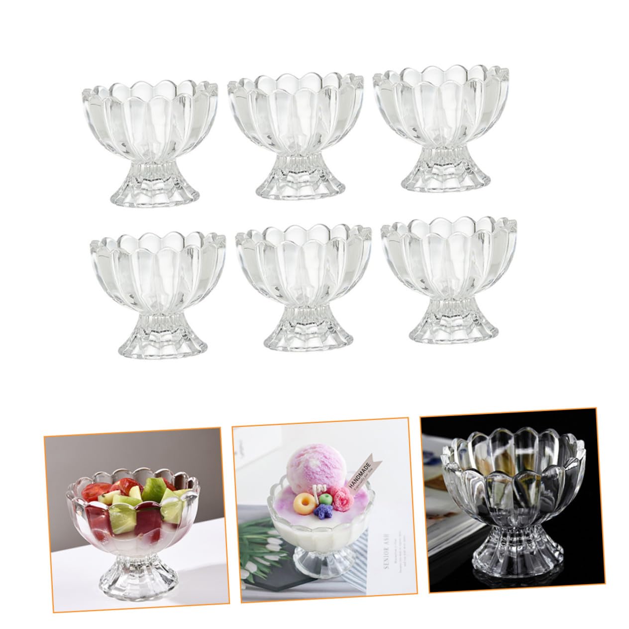 INOOMP Coppette Dessert in Vetro da 100ml, Set 6 Pezzi Riutilizzabile