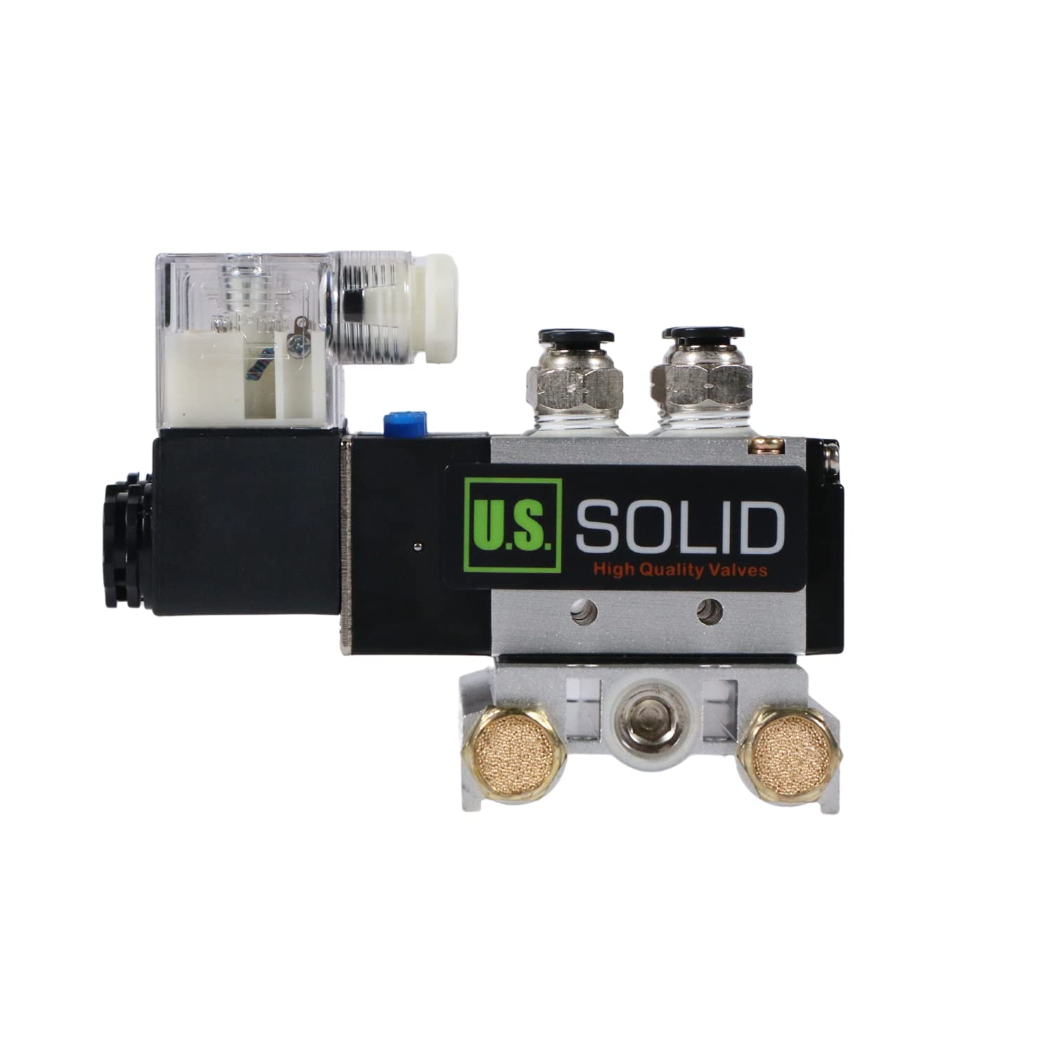 U.S. Solid 4V210-08 3 válvulas solenoides neumáticas 2 posiciones 5 Way Manifold Base, DC 12V