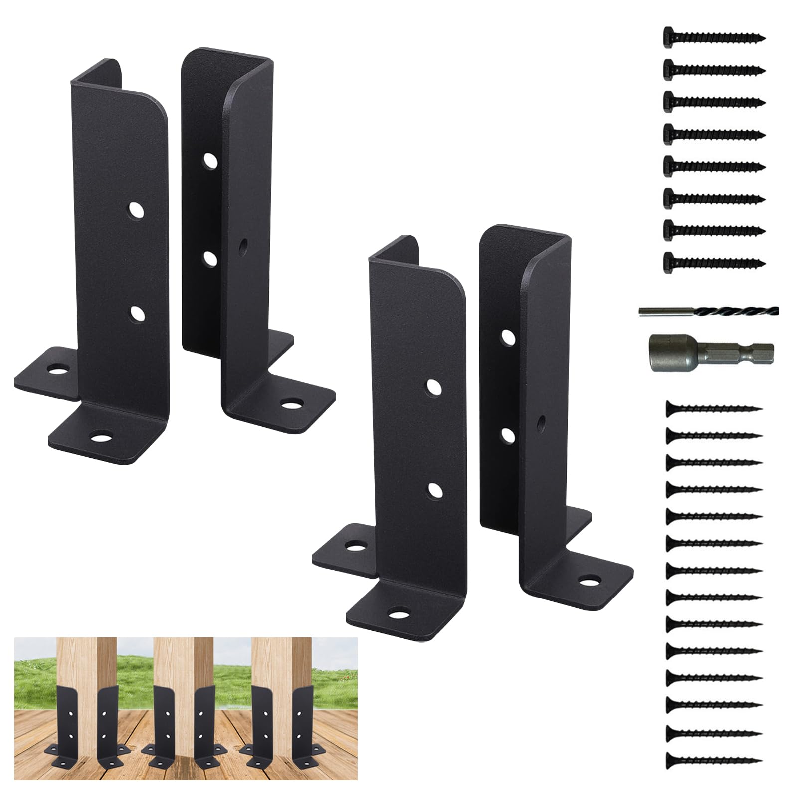 JumboTIGER 4PCS Adjustable Wood Fence Bracket Deck Post Anchor Base Brackets - Heavy Duty Support for 4x4 Post Sleeve - Ideal for Fence, Pergola, and Mailbox