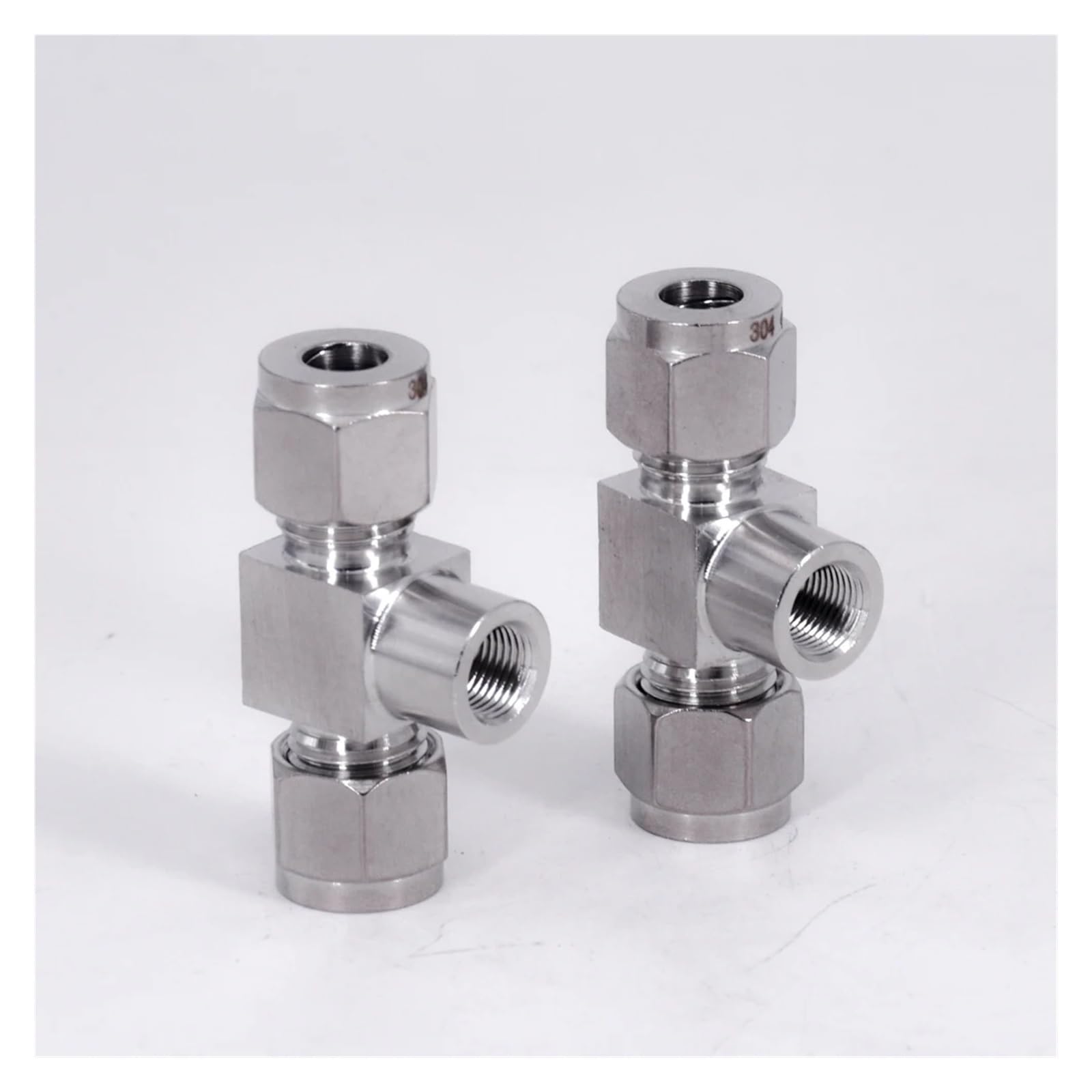 Raccord de tuyau à compression 3 voies en acier inoxydable, 1/8", 1/4", 3/8", 1/2", M10/14/16/20 femelle, diamètre extérieur de tube 6, 8, 10, 12, 14 mm(12mm,1/4")