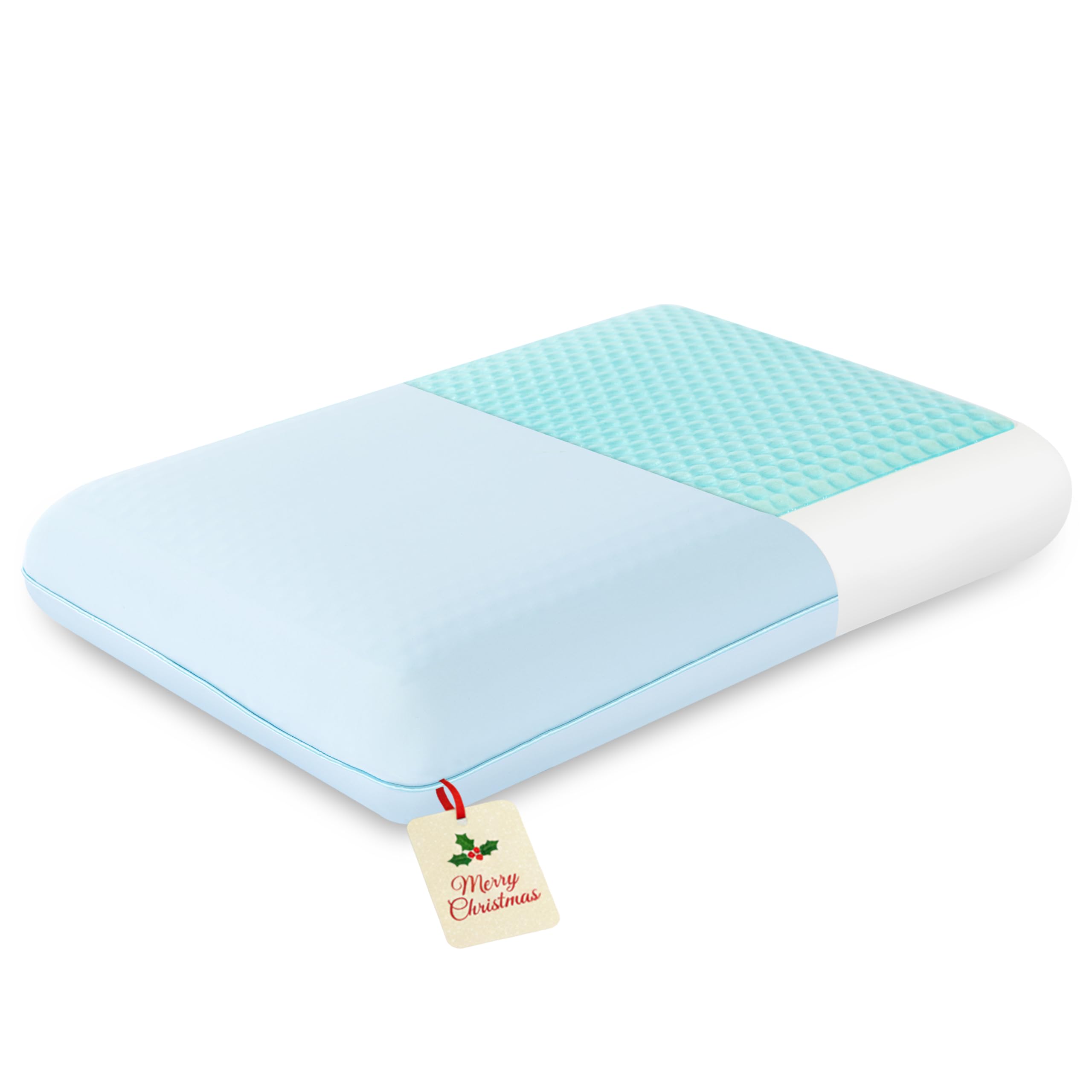EGOHOME Cooling Gel Memory Foam Pillow - Reversible Cooling Cover, Neck Support for Side, Back and Stomach Sleepers, Removable & Machine Washable, All-Season Comfort, Standard Size, Blue