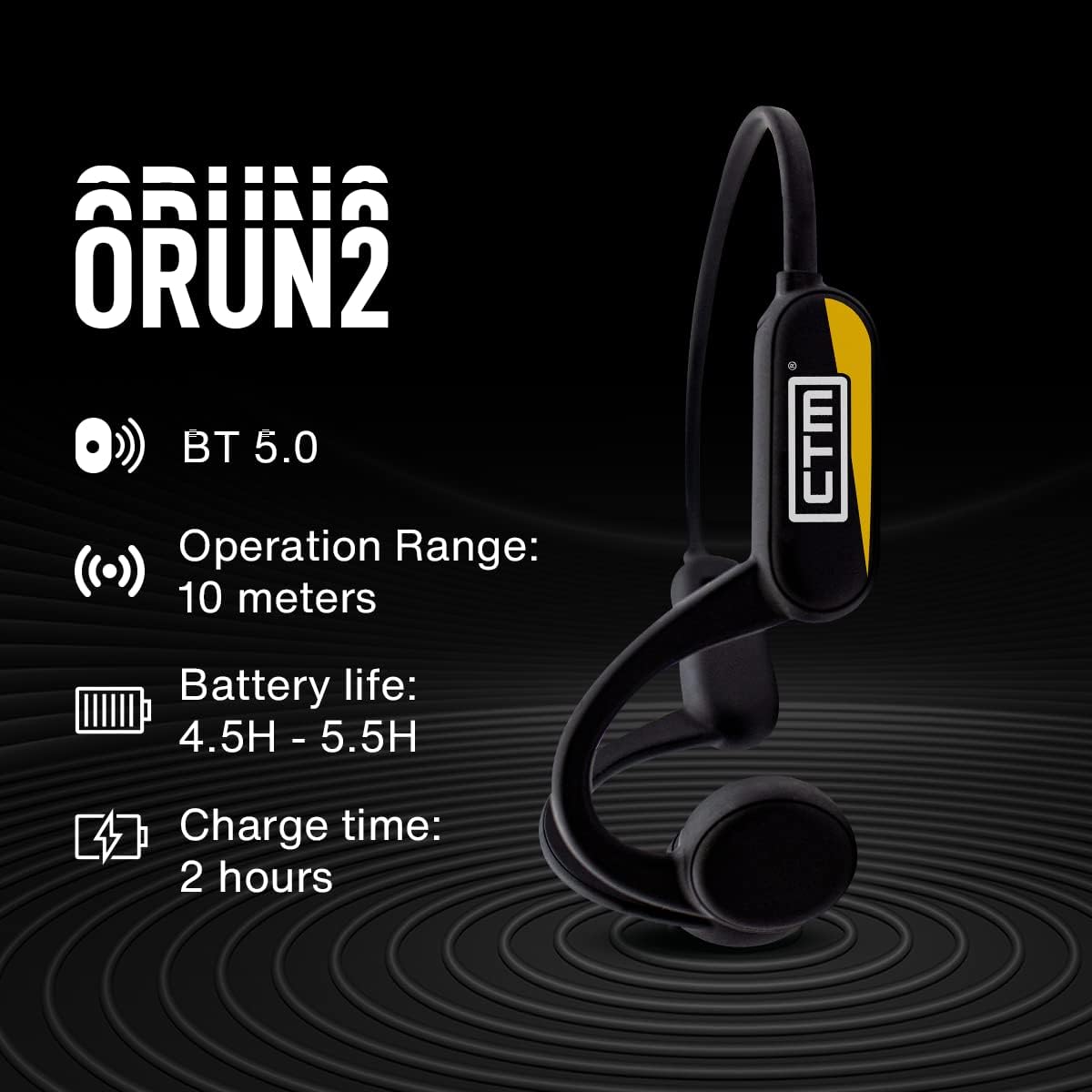 ctm orun2 wireless bone conduction headphones bt open ear sport headphones sweat resistant lightweight by clear tune monitors
