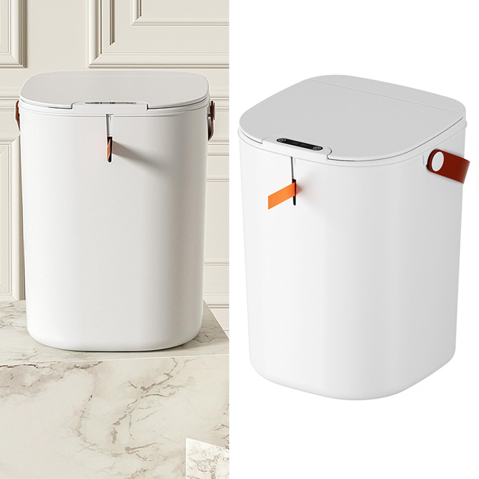 Tyenaza Pattumiera da bagno con sensore di movimento automatico con coperchio, pattumiera touchless a induzione da 20 litri per bagno (White)