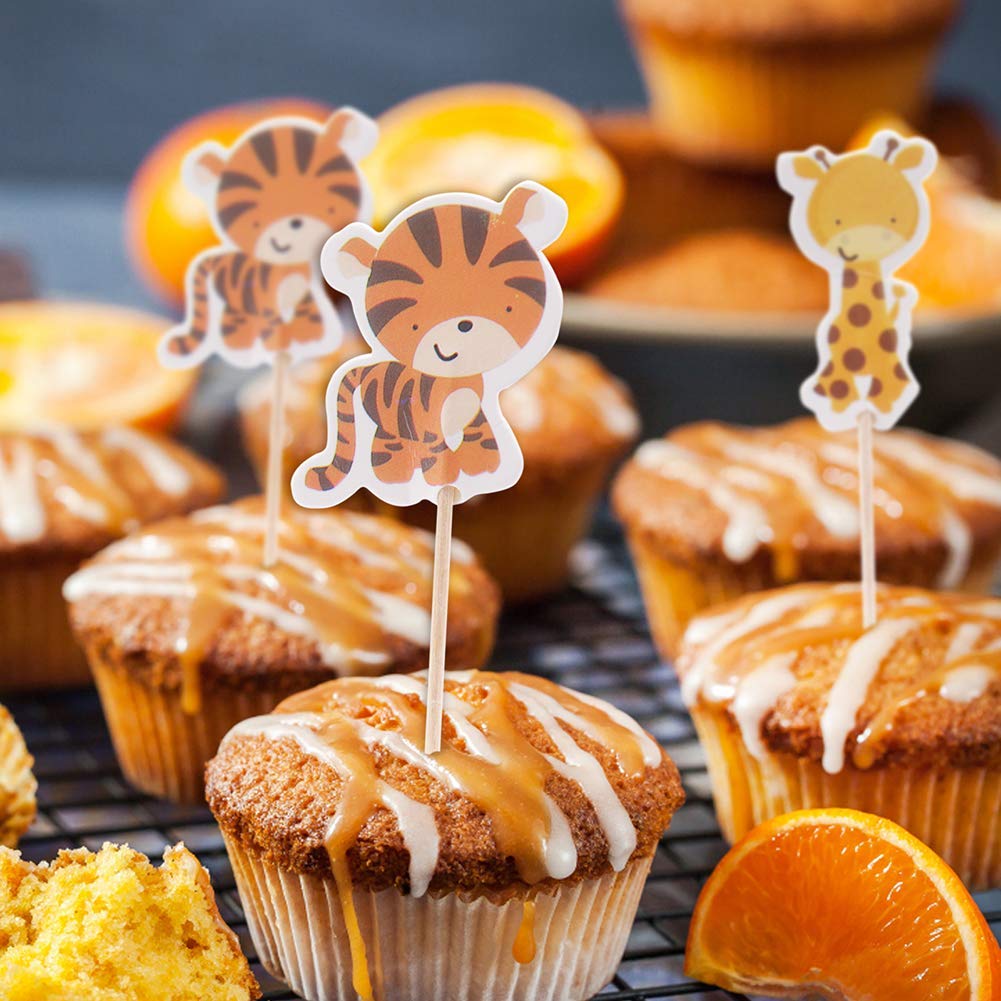 Taartdecoratie Dieren, Olifant Taarttoppers Verjaardag - 16 Stuks Safari Ballen Cupcake Topper Voor Kinderen Verjaardagsfeest Babyshower