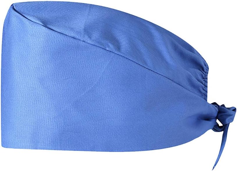 Surgical Hat Doctor Nurse Scrub Cap Solid Color Dentist Cap Beautician Cap Unisex Cotton Cap with Elastic Closure Ciel Blue 2213cm