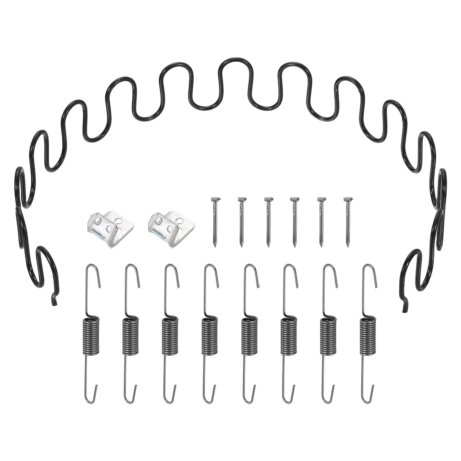 sourcing map 25.6" Upholstery Spring Replacement Kit, Carbon Steel Sagging Cushions Repair Kit Arch Spring with Balance Hooks, S Spring Clips, Screws for Sofa Recliner Chair, Black