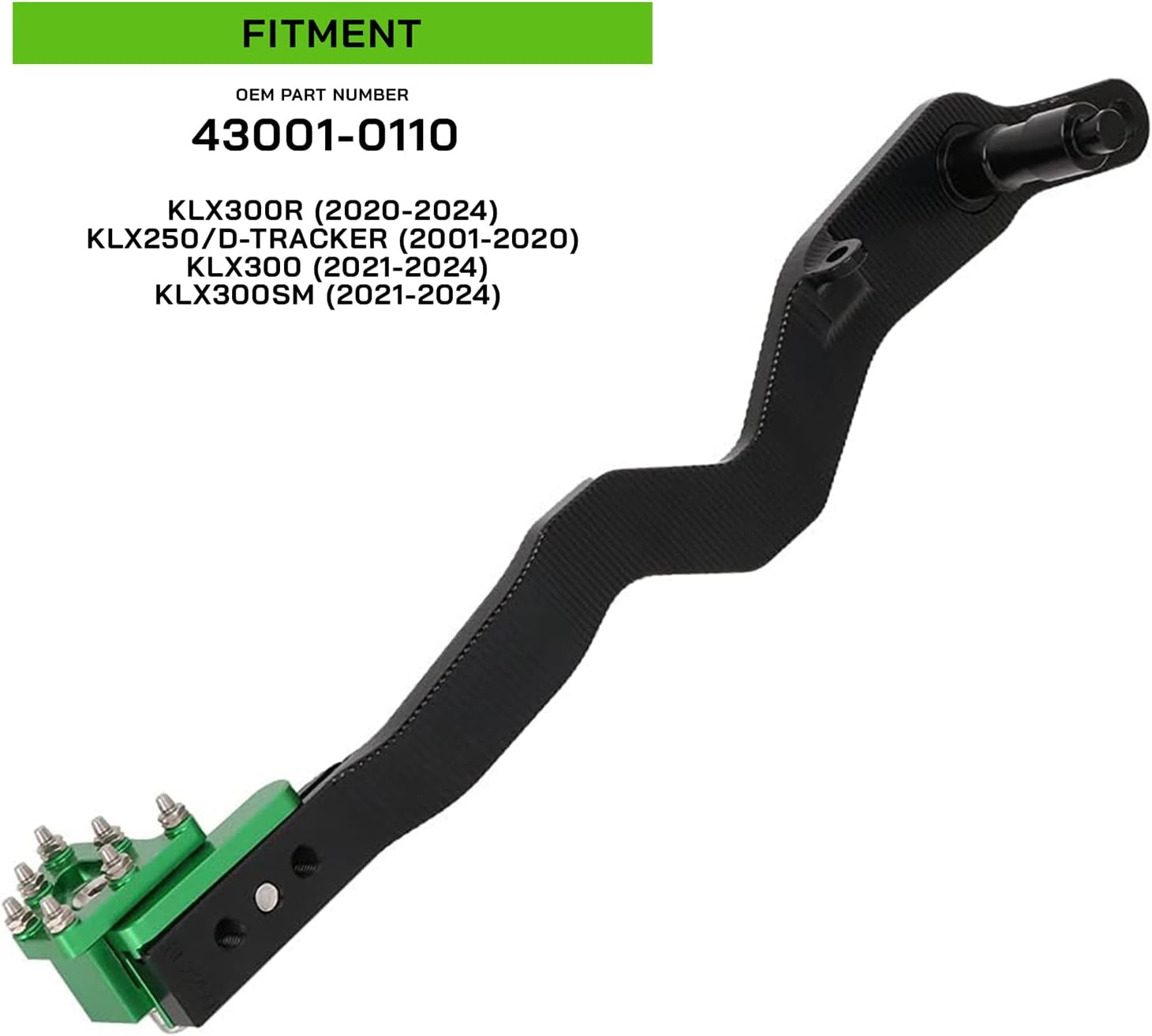 Factory Rear Brake Pedal Folding Foot Lever CNC for Kawasaki KLX300R (2020-2024) KLX250/D-TRACKER (2001-2020) KLX300 (2021-2024) KLX300SM (2021-2024) | Replaces OEM Part 43001-0110