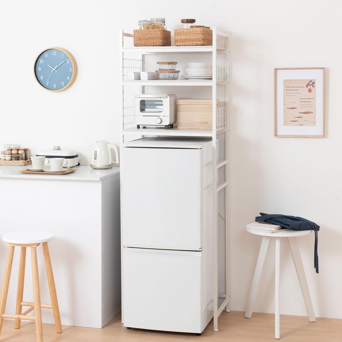 Amazon.co.jp: ぼん家具 冷蔵庫上ラック 幅60.8×奥行41.8×高さ180.9cm