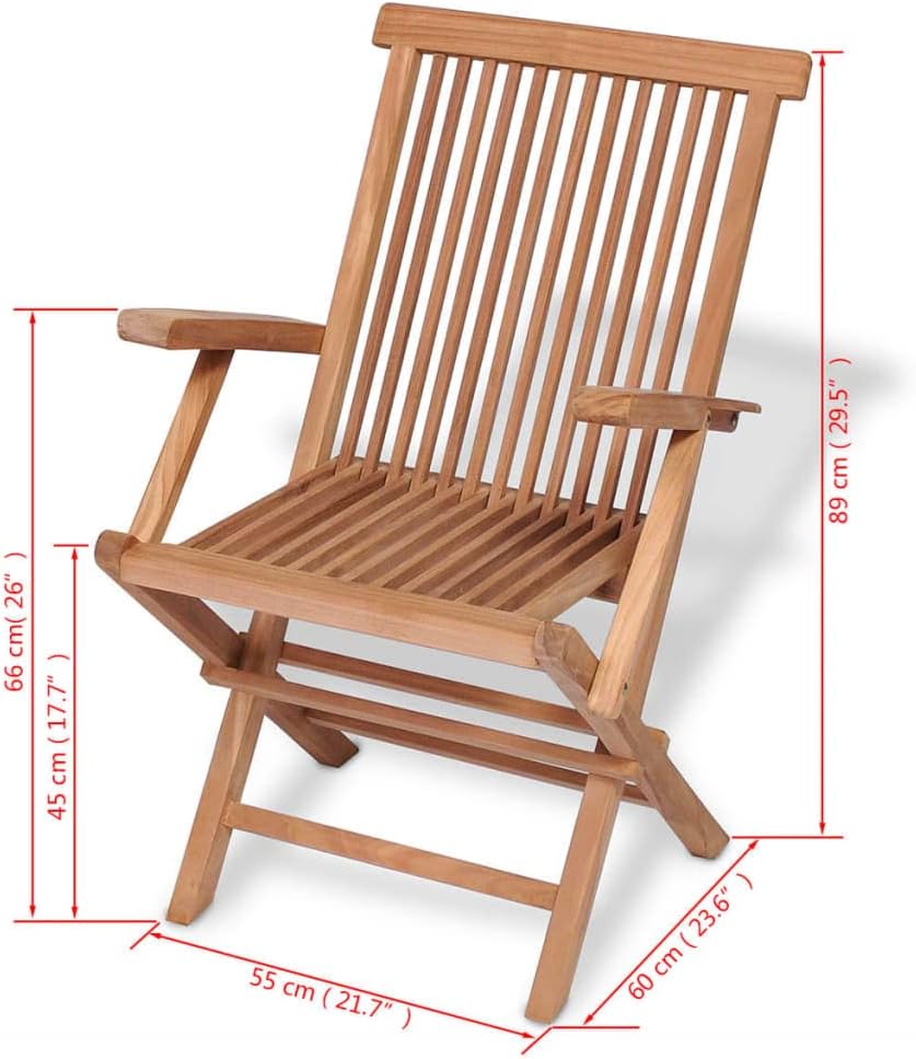 vidaXL Patio Dining Set 5 Piece, Folding Table and Chairs, Outdoor Furniture Set for Garden Balcony, Conversation Set, Solid Teak Wood