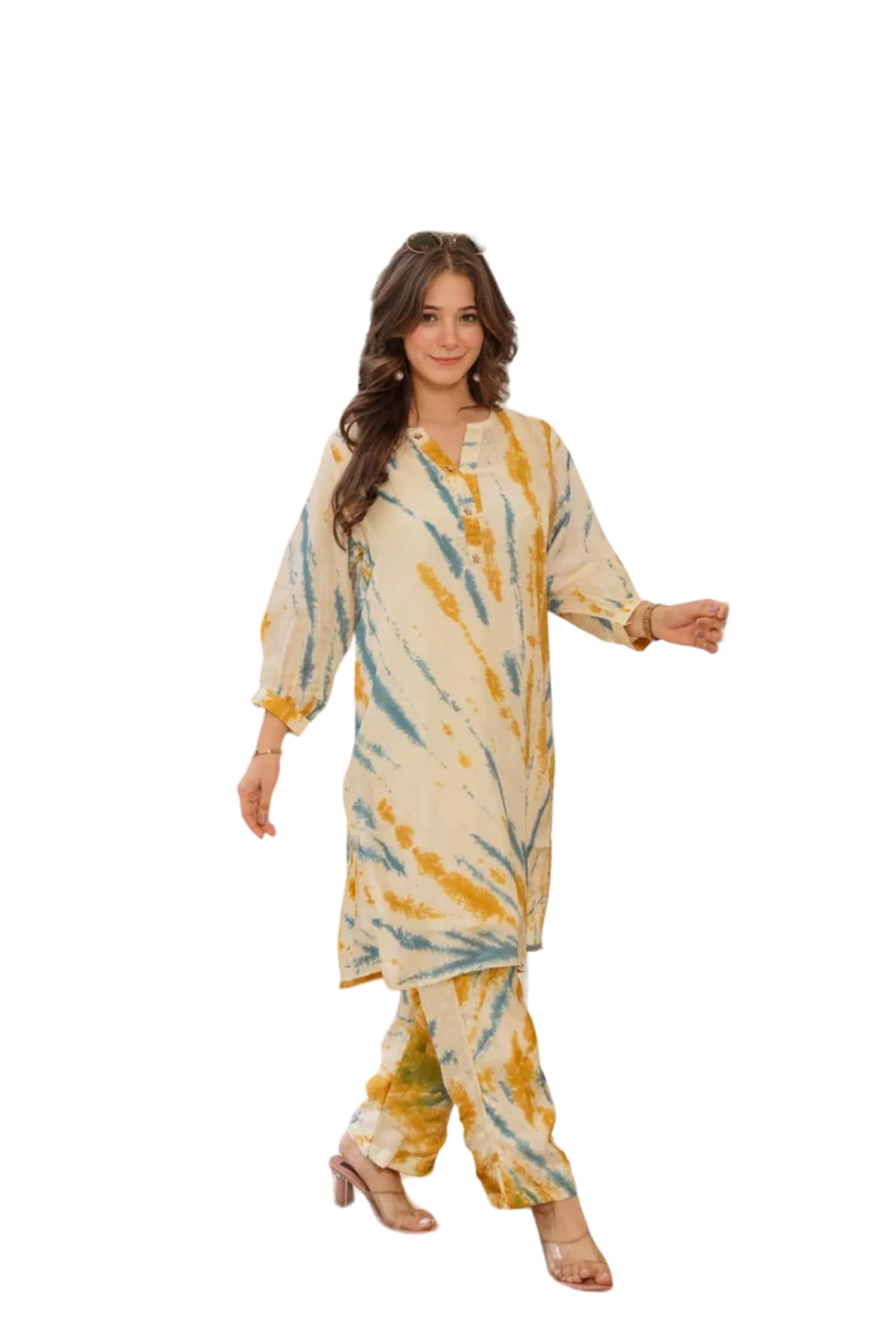 Fabnex Chanderi Regular Women Kurta Set (K-79-Yellow-S_Yellow