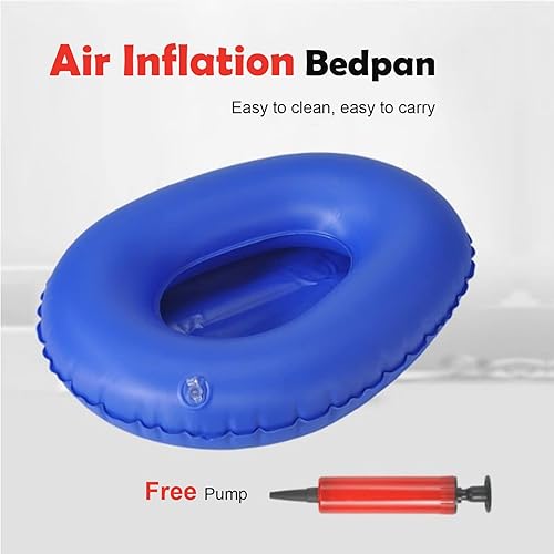 Miniatura 2 de ASHATA eboxer-1 - Sartén de inflado de aire portátil lavable, color azul, taburete inflable para úlceras de decúbito para pacientes ancianos