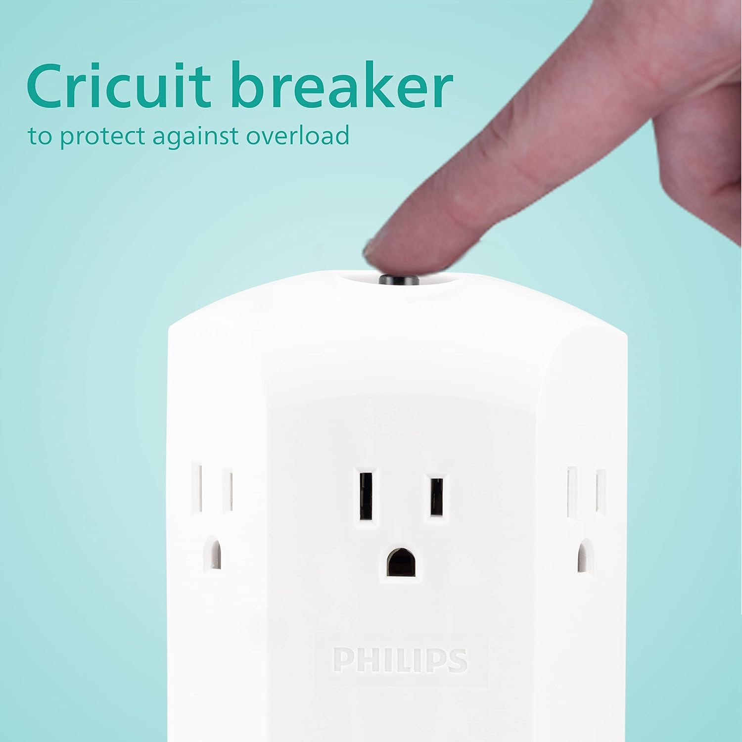 Philips 6-Outlet Extender, 4 Pack, Resettable Circuit Breaker, Adapter Spaced Outlets, 3-Prong, Charging Station, Side Access, Grounded Wall Tap, Perfect for Cell Phone Charging, White, SPS1464WA/37