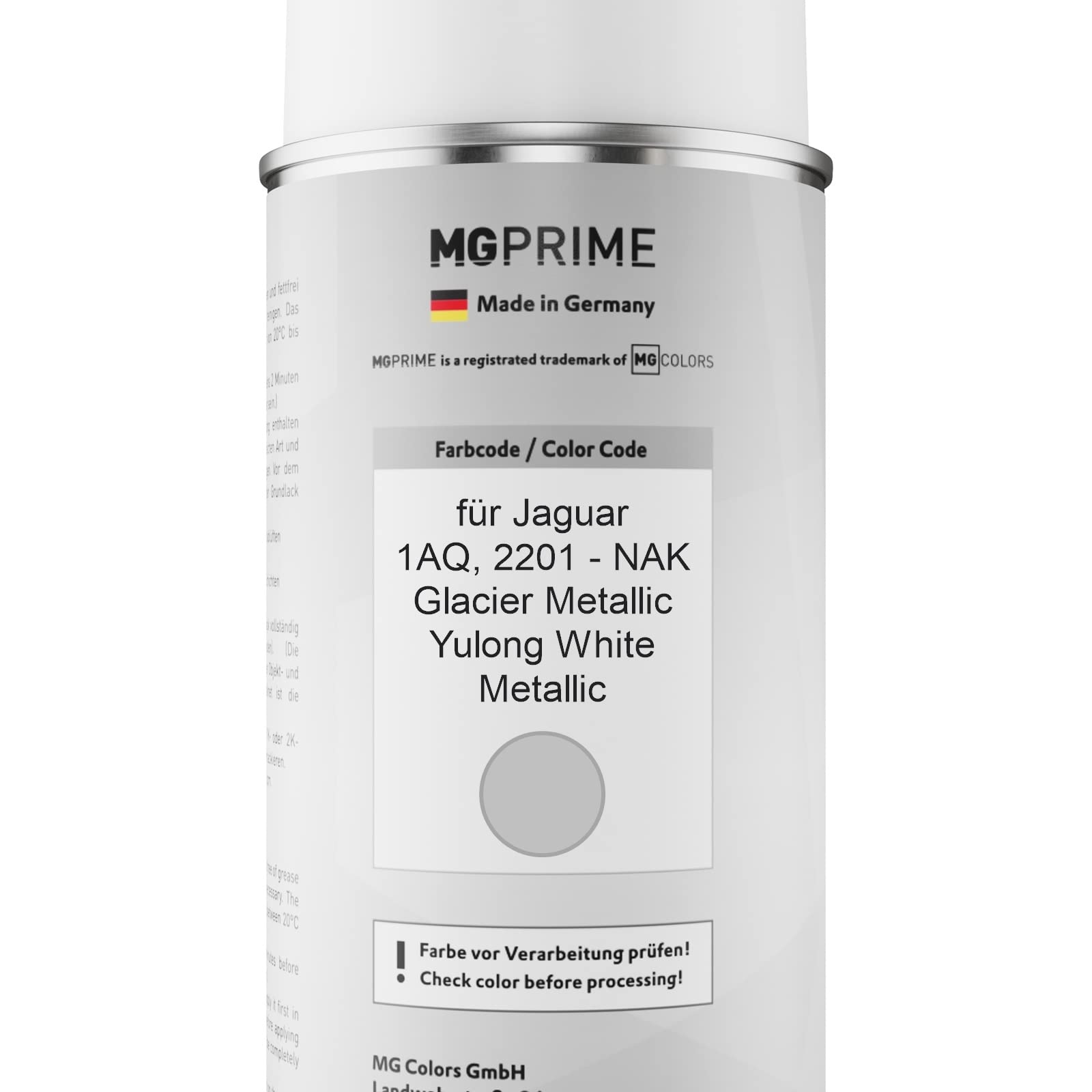 MG PRIME Lakier samochodowy Puszka z aerozolem dla Jaguar 1AQ / 2201 - NAK Glacier Metallic/Glacier White Metallic Puszka z aerozolem bazowym 400ml