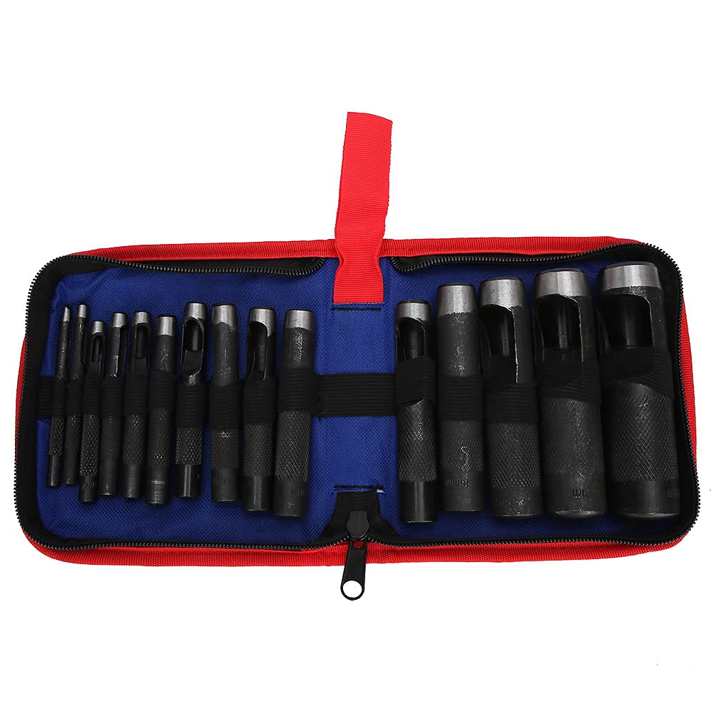 Cryfokt Ergonomischer Lederstanzer aus der Craft Collection. Präzises Stanzhandwerkzeug für Bastler. 15-Loch-Stanzer (15 Stück (3-25 mm))