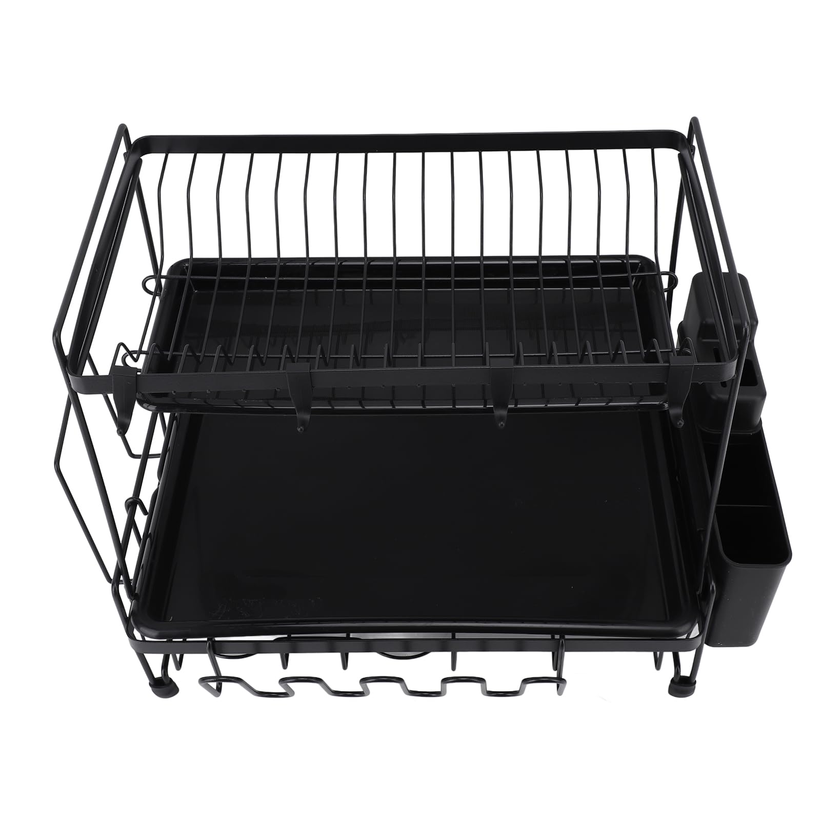 Étagère Pliable à 2 Niveaux pour Le séchage de la Vaisselle, égouttoir pour la Vaisselle avec Support pour ustensiles, étagère pour la Vaisselle en Fer et en Plastique de Grande ca
