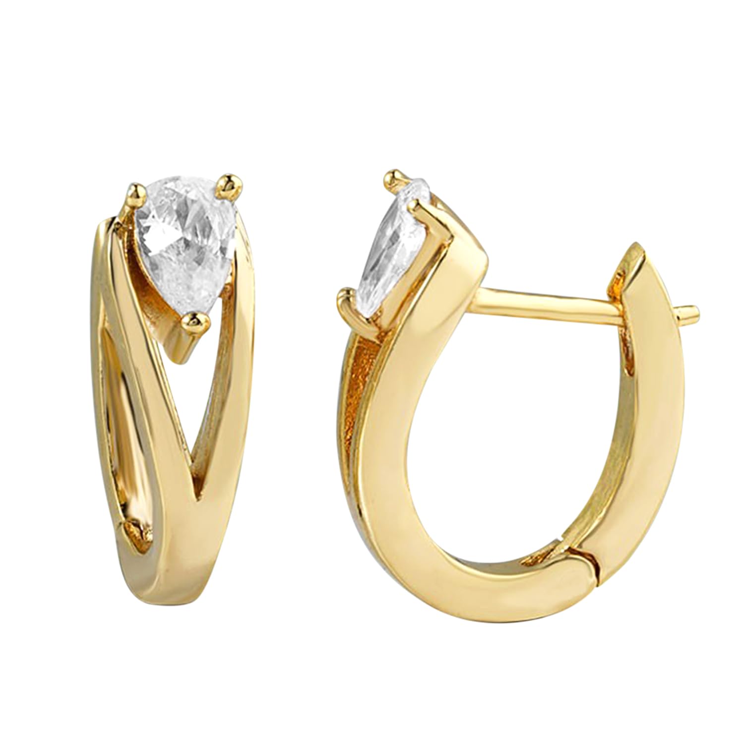 peora Gold Plated Teardrop Shaped Crystal Studded Hoop Earring Stylish Fashion Jewellery Gift for Women & Girls-picture-25