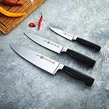 ZWILLING Messer-Set, 3-tlg., Spick-/Garniermesser, Fleischmesser, Kochmesser, Rostfreier Spezialstahl/Kunststoff-Griff, Vier Sterne