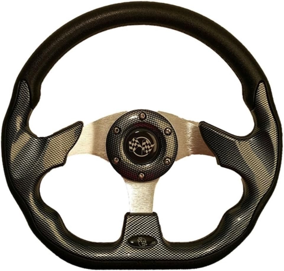 Racer Style Flat Bottom Golf Cart Steering Wheel (Carbon Fiber)