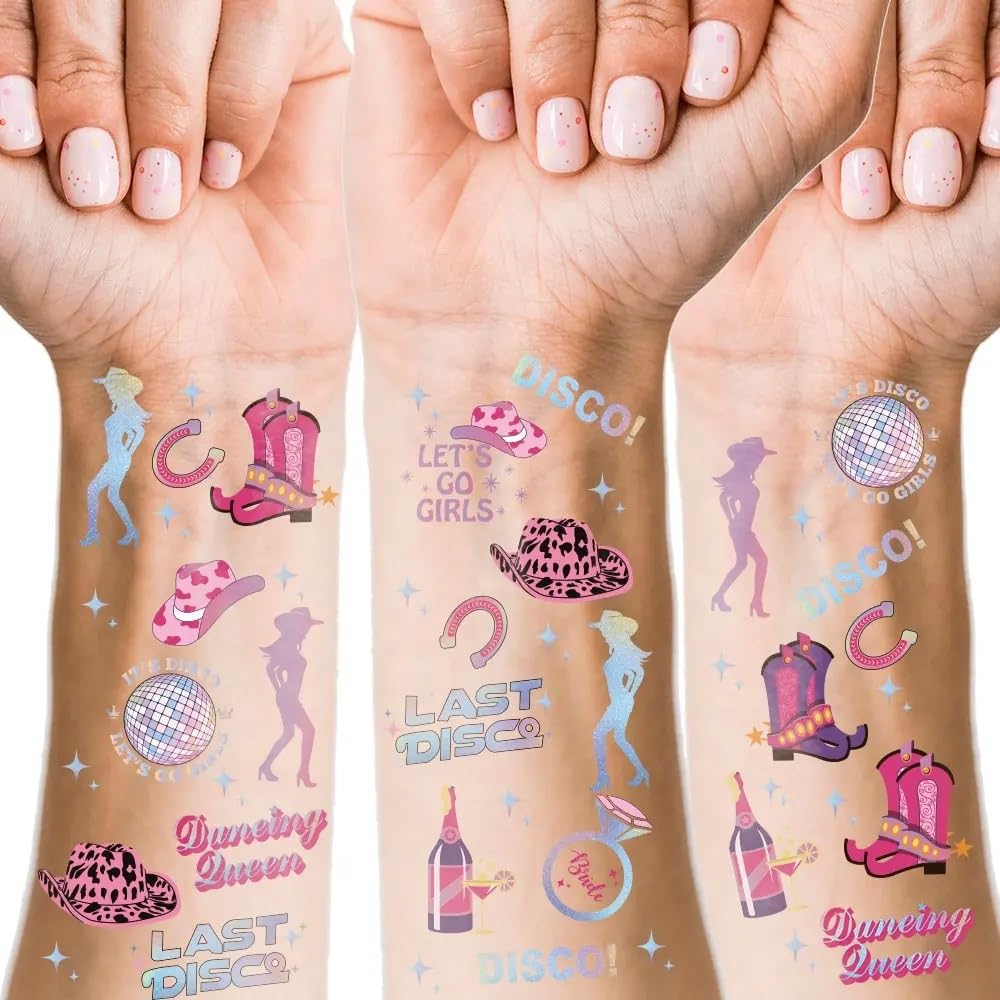 Cranight Hen Party Cowgirl Party Temporary Tattoos, 75 Styles, Hen Party Bag Fillers, Bridesmaid Bride to Be Gifts