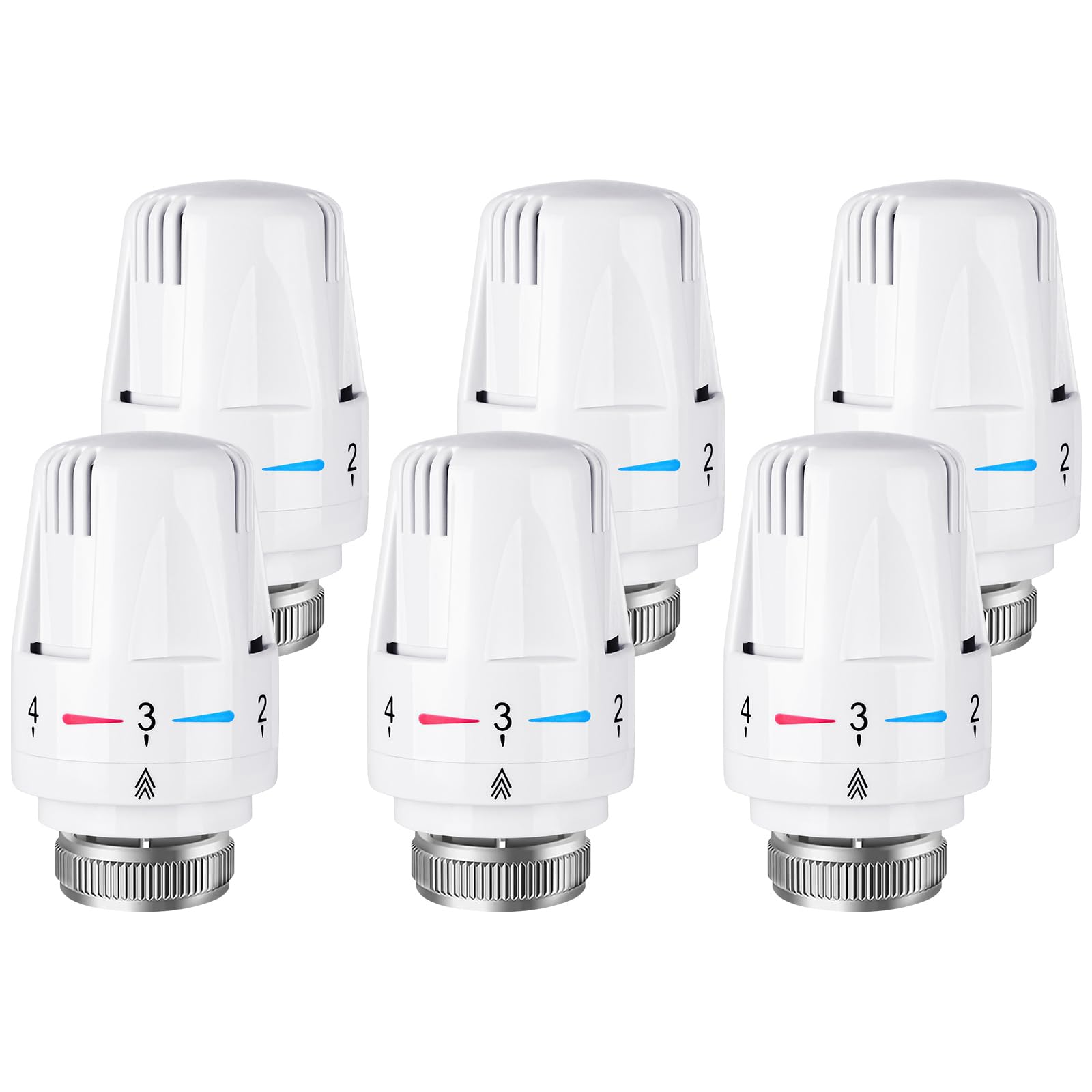 Flintronic 6pcs Tête de radiateur thermostatique, Tête thermostatique, raccord M30 x 1,5,Tête thermostatique Intelligente pour Thermostat Intelligent et Pack Chauffage collectif