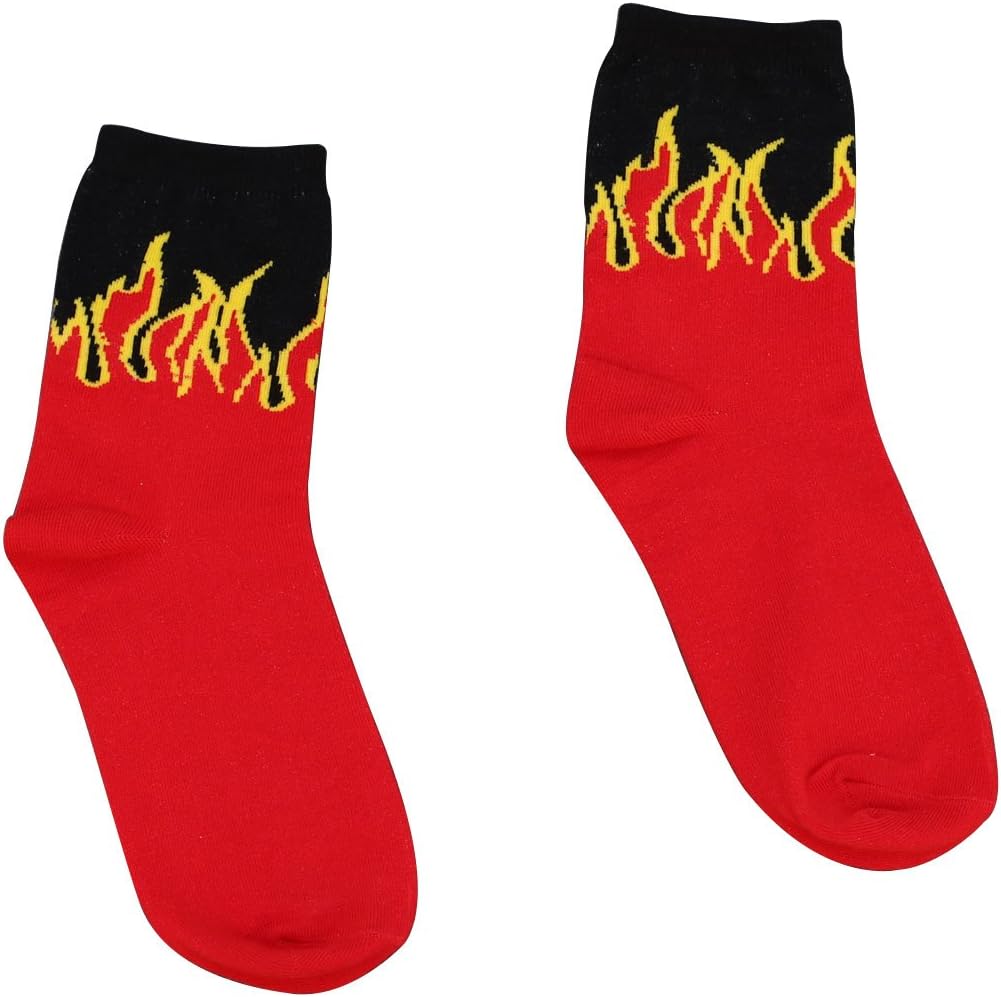 Hip Hop Design Red Flame Pattern Crew Socks Classic cotton Long Sock