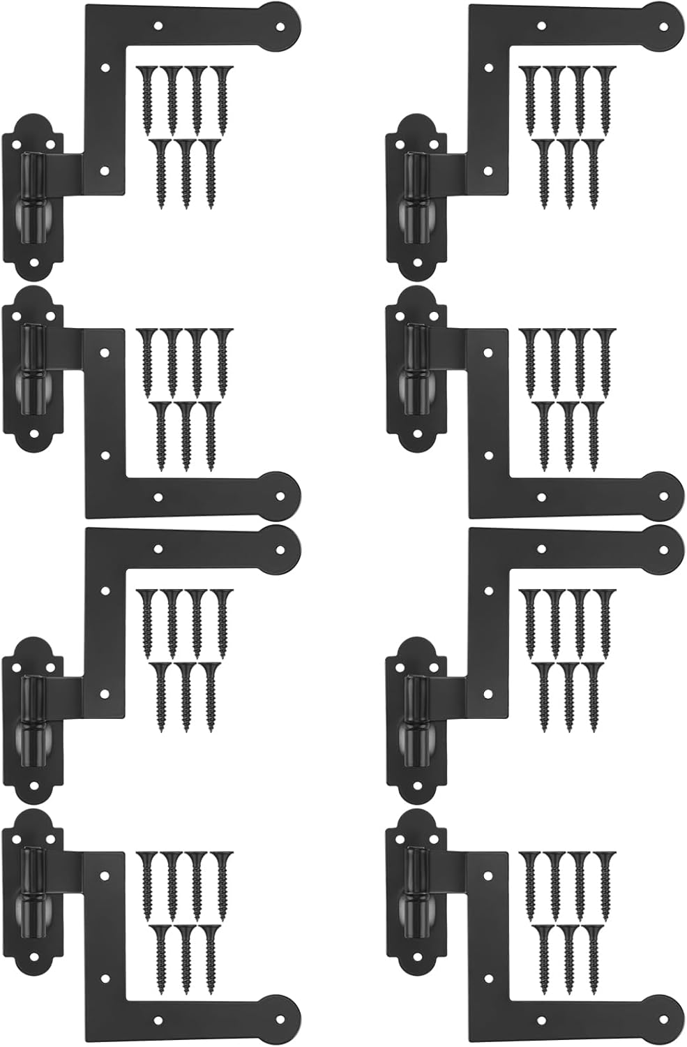 Moxweyeni 4 Pairs 1 1/16" Steel Blind Shutter Hinge Colonial Style Construction New Black Powder Coated Wrought Iron Shutter Lift Off Pintle Reversible Heavy Duty Wood Frame Brick Window