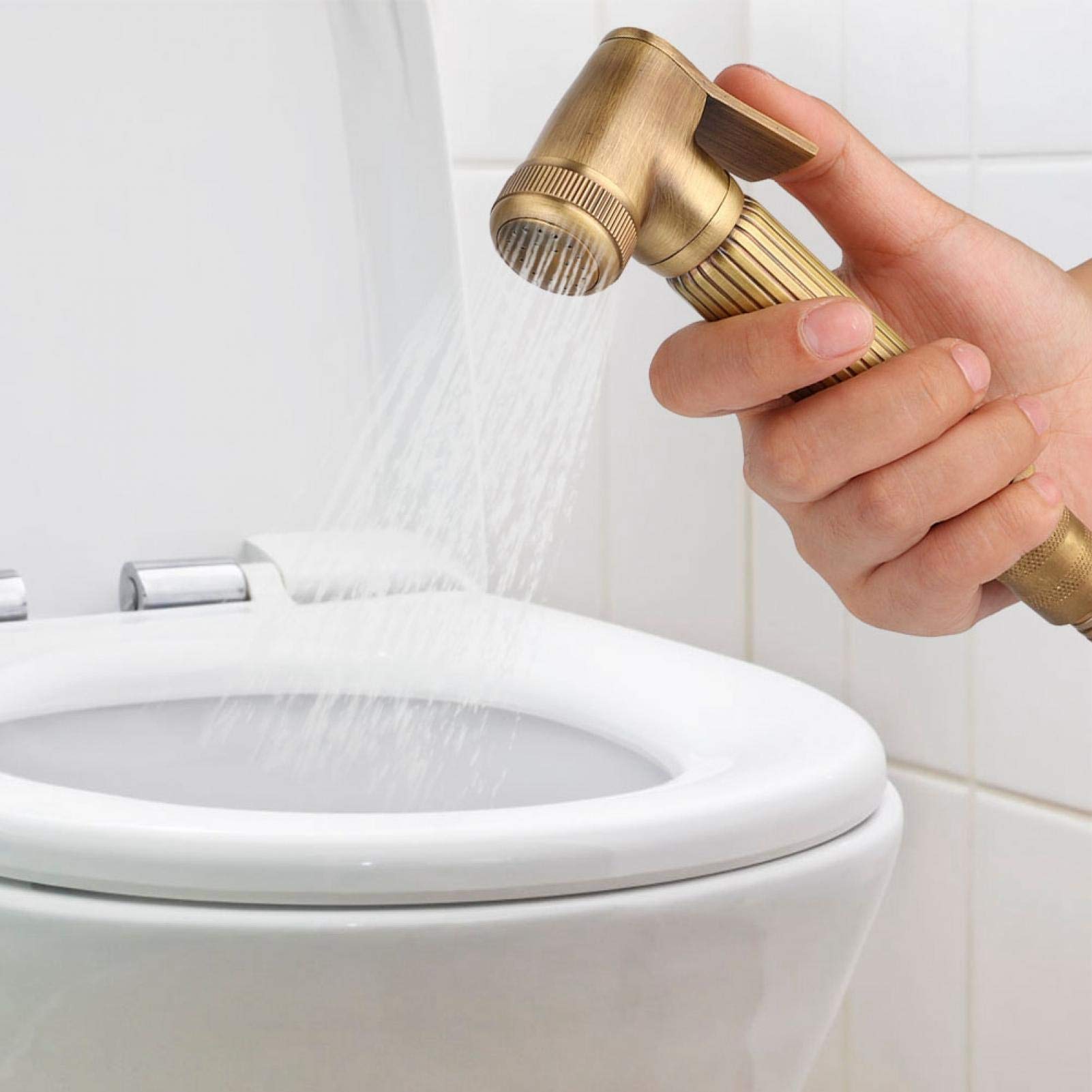 Pulvérisateur de Toilettes en Laiton Vintage, Douchette à Main Ensemble, Kit de Pulvérisateur de Bidet, avec Support Mural et Tuyau, pour les Soins Personnels Hygiène Potty