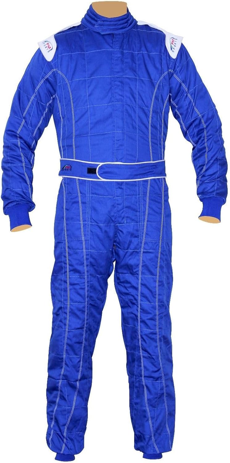 PM Sports Kids Juniors Karting Race Rally Go Kart Suits Overall One Piece Suit Indoor/Outdoor (Blue, 98)