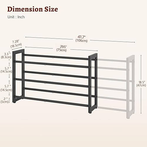Miniatura 3 de FAVOOSTY Zapatero expandible de 3 niveles, estante ajustable para zapatos, organizador de almacenamiento que ahorra espacio, estante de metal para